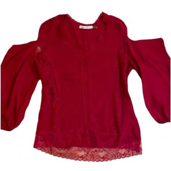 Alice + Olivia Women's Farah Sheer Lace Cold-Shoulder Top - Picture 2 of 8